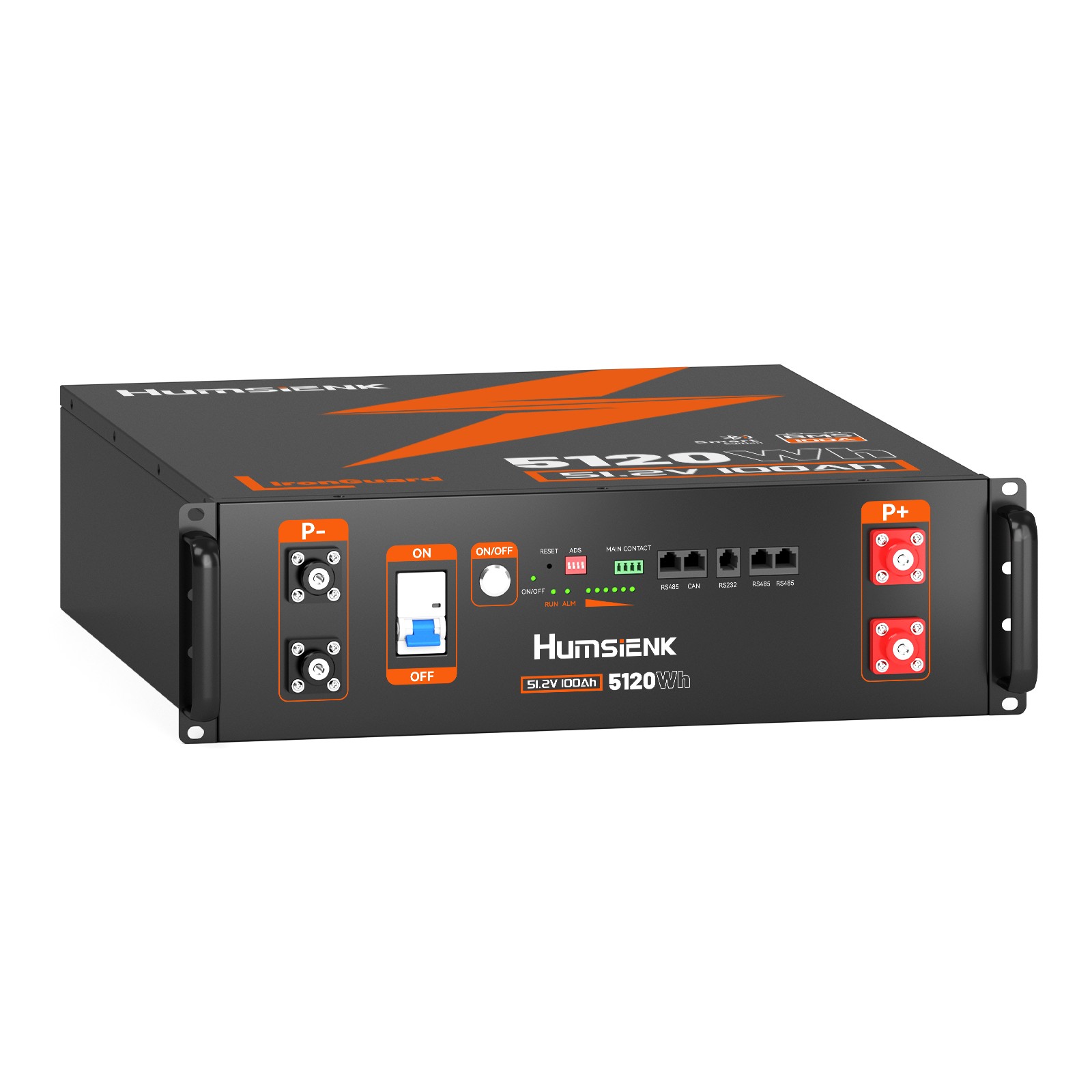 Humsienk_48V_100Ah_3U_Server_Rack_Bluetooth_LiFePO4_Battery_5120Wh