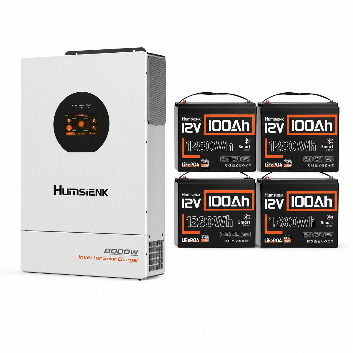 Humsienk 12V 100Ah Group 24 LiFePO4 Battery with Bluetooth
