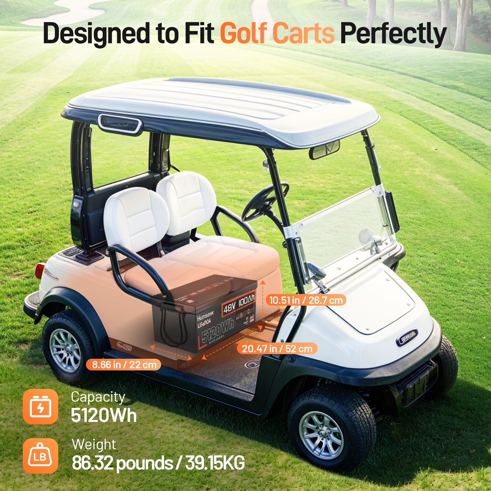 [⚡Automatic $50 OFF] 48V 100Ah Golf Cart Bluetooth LiFePO4 Battery with 200A BMS V1