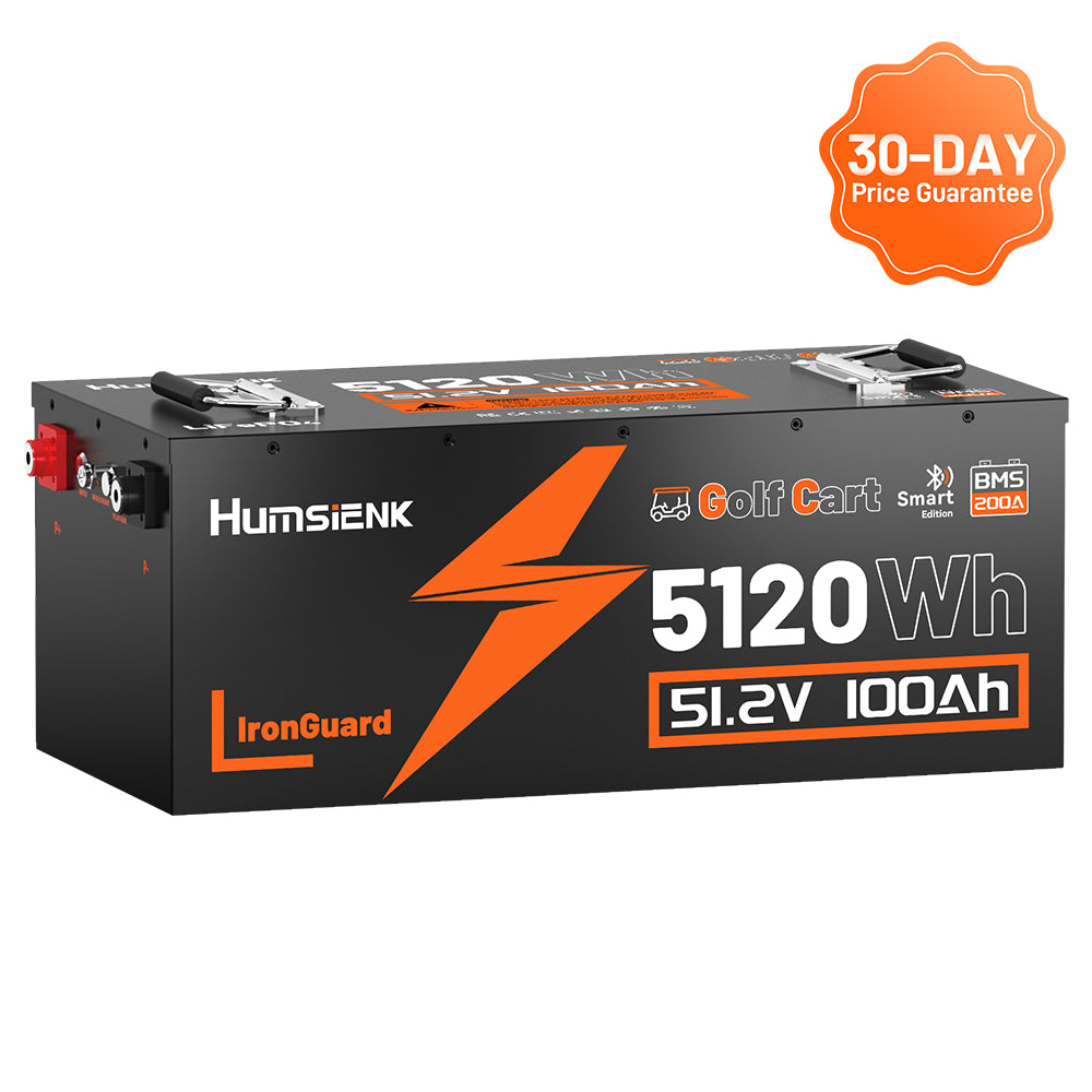 【Prime Day Offer】Humsienk 48V 100Ah~150Ah Bluetooth Golf Cart LiFePO4 Battery with Metal Case