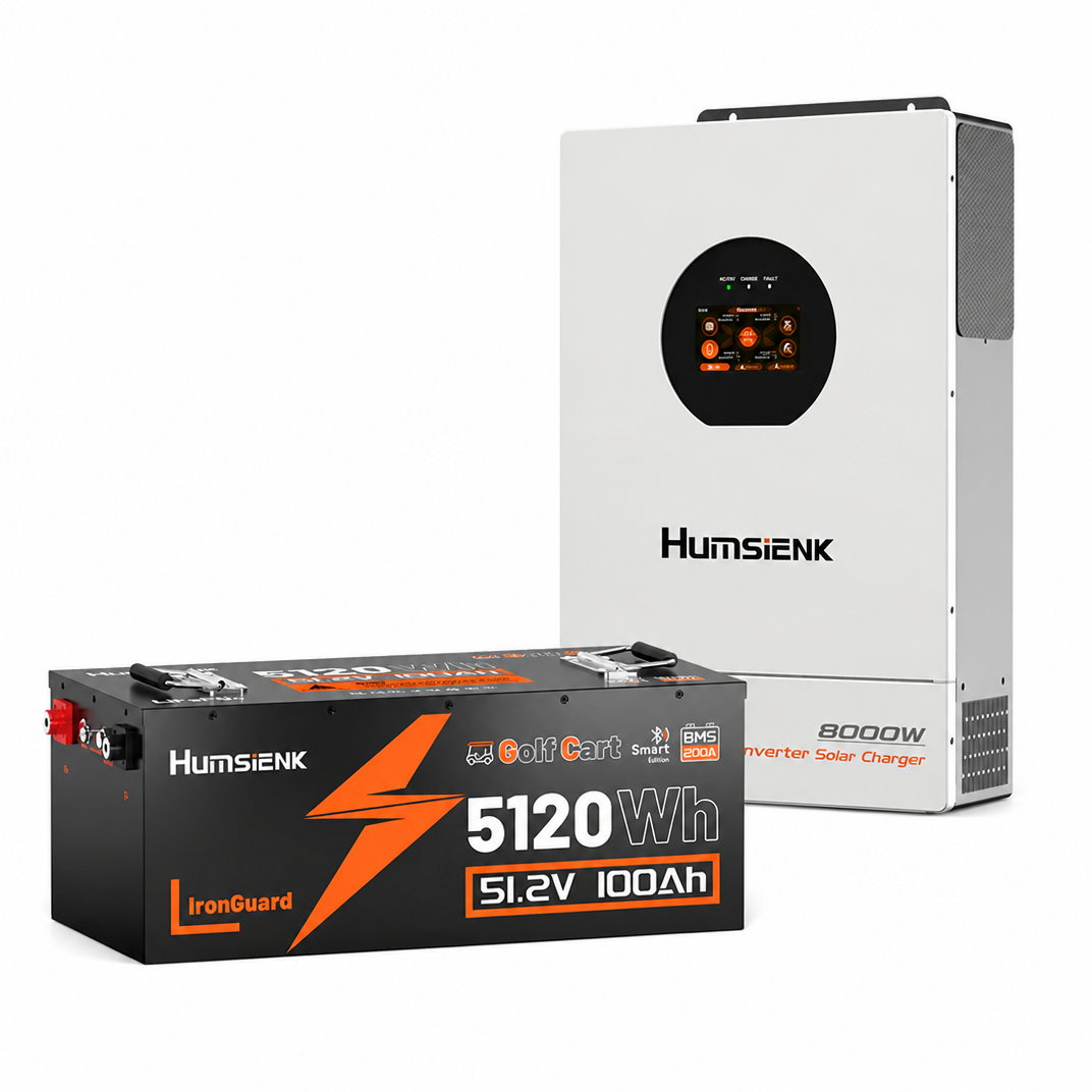 Humsenk 5120 Wh solar battery and 8000W inverter solar charger kit 