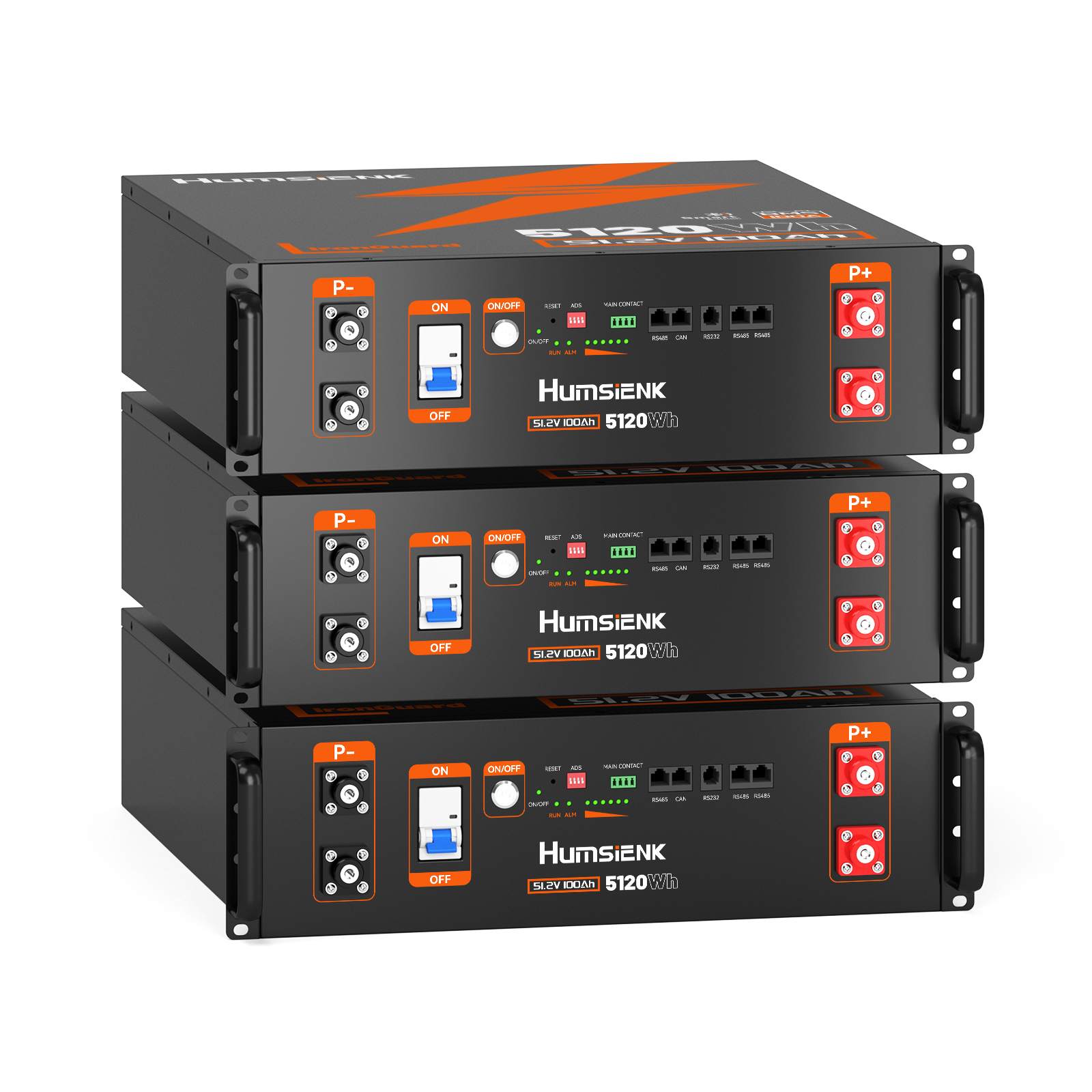 Humsienk_48V_100Ah_Server_Rack_3U_LiFePO4_Battery_3PACK