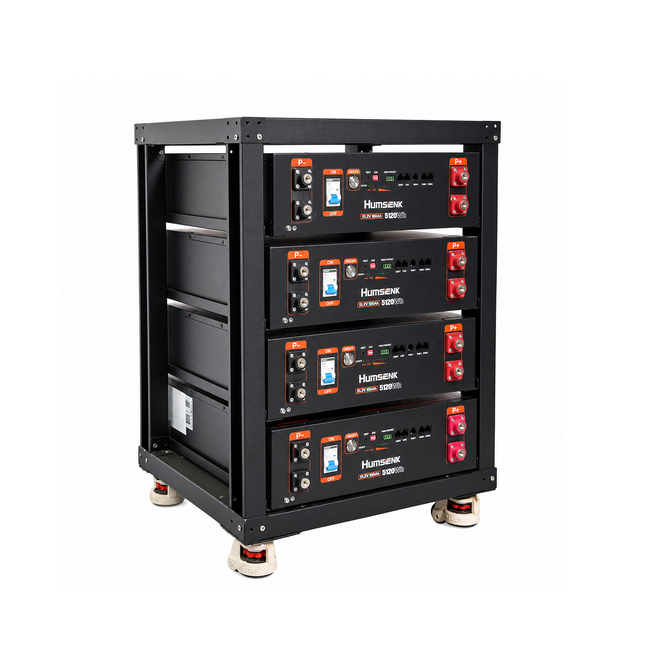 Humsienk 48V 100Ah Rack Battery 4 Pack 20.48kWh with 4-Layer Cabinet