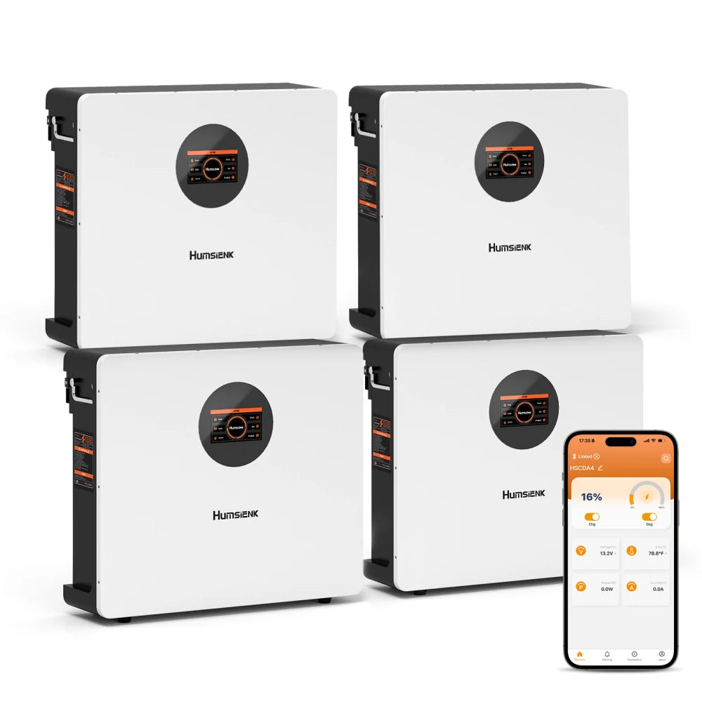 Humsienk_48V_100Ah_Wall_Mount_LiFePO4_Battery_4PACK