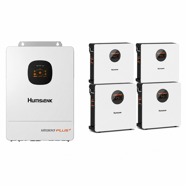 Humsienk 48V 400Ah Wall-Mounted LiFePO₄ Battery 20.48kWh with 12kW Inverter