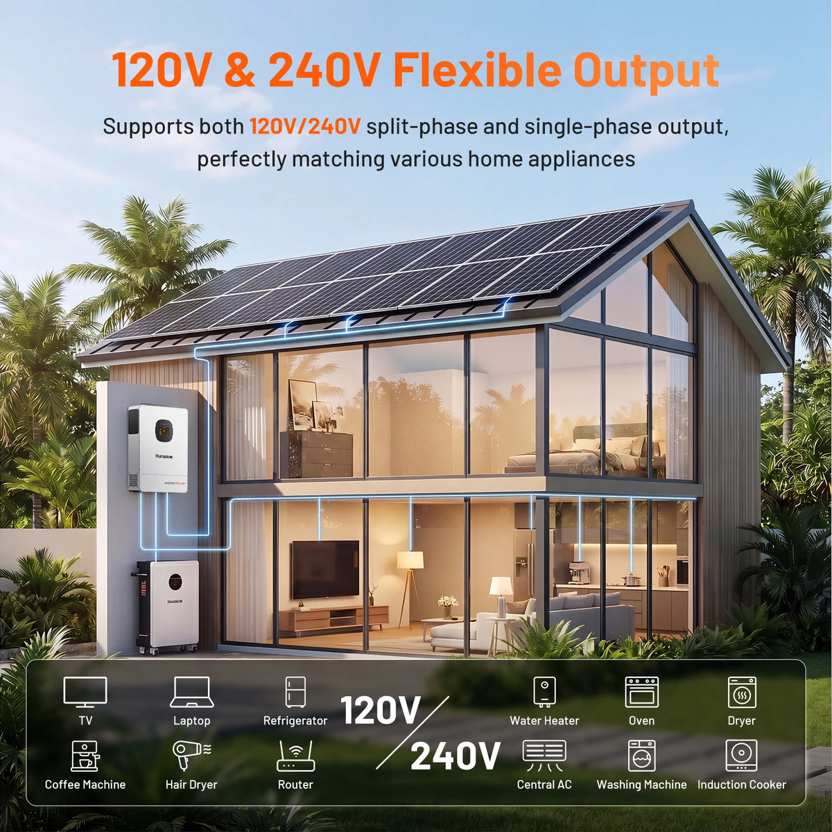 Humsienk 48V 12kW 3-in-1 Hybrid Inverter | Dual MPPT, 10ms UPS, 6-Unit Parallel