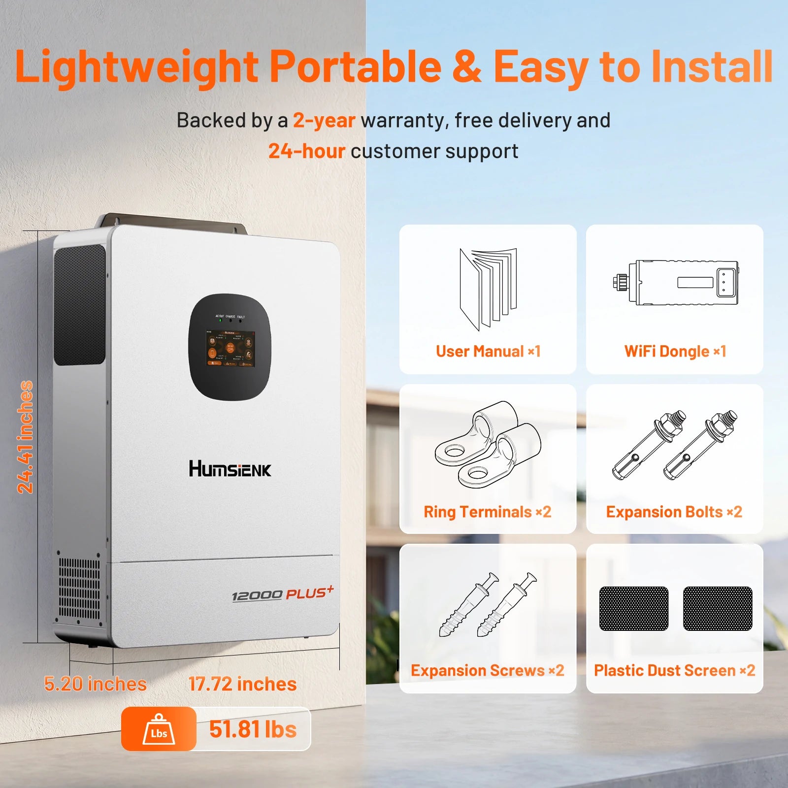 [32.15kWh] Humsienk 48V 628Ah Whole Home Battery with EV Battery Cells, 10.24kW Output & 3A Current Active Balancing