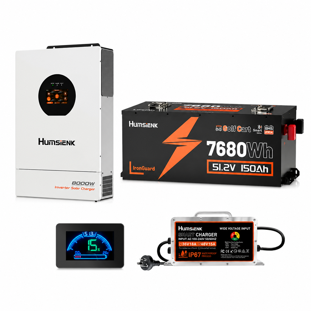 【5.12~7.68kWh】Humsienk 48V 100Ah~150Ah Bluetooth LiFePO4 Golf Cart Battery | 500A Peak, 50+ Miles Range, Drop-in Replacement for Club Car/EZGO/Yamaha
