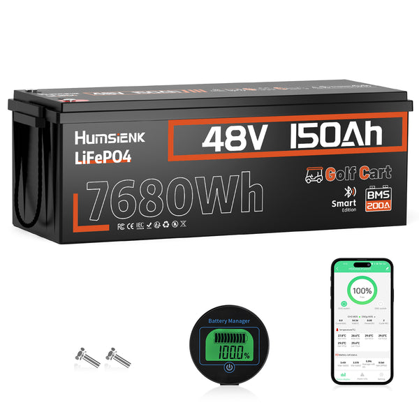 Humsienk 48V(51.2V) 150Ah 200A Golf Cart LiFePO4 Battery