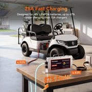 Humsienk 48V 25A LiFePO4 charger dimensions – 11.06 x 5.67 x 3.35 inches, lightweight at only 7.05 lbs, portable and space-saving design