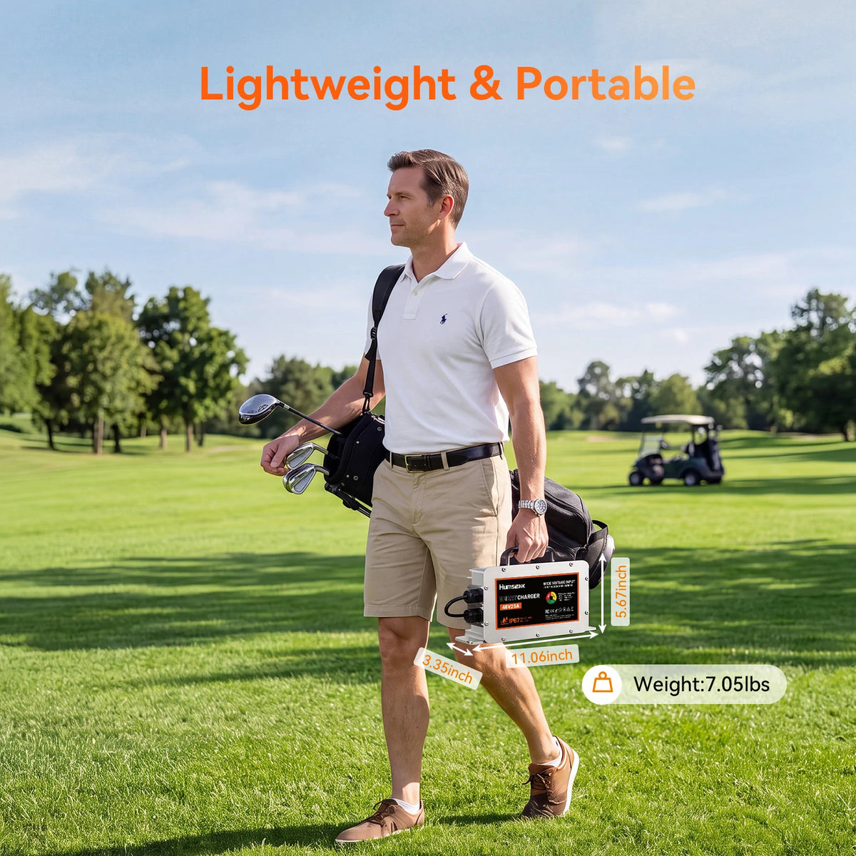 Humsienk 48V 25A LiFePO4 charger dimensions portable and space-saving design