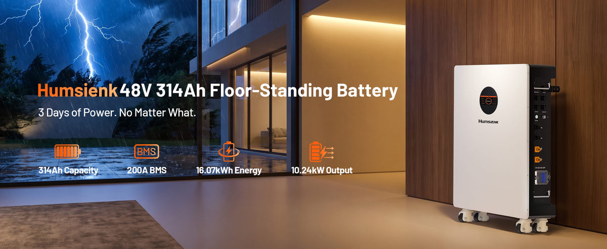Humsienk 48V 314Ah floor standing LiFePO4 battery 16.07kWh home energy storage system.PC
