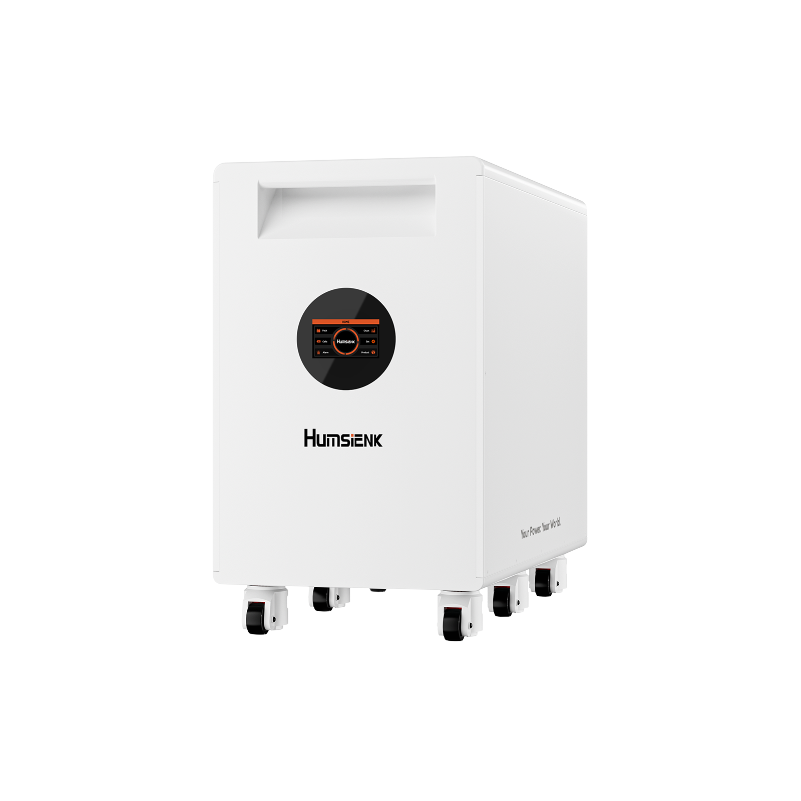 Humsienk 48V 628Ah whole home battery standalone unit with brand logo and slogan Your Power Your World