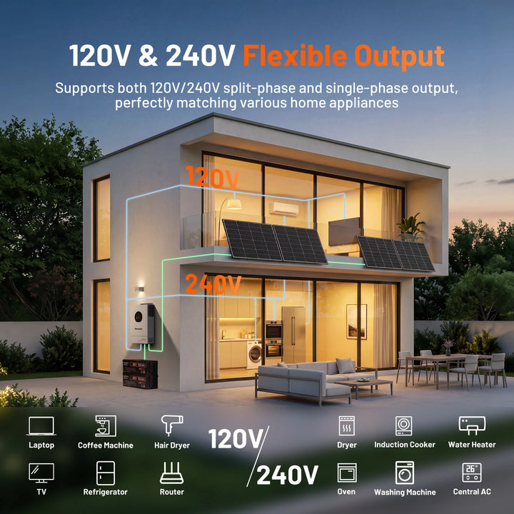 Humsienk 8kW 48V Solar Hybrid Inverter with Dual MPPT & 10ms UPS