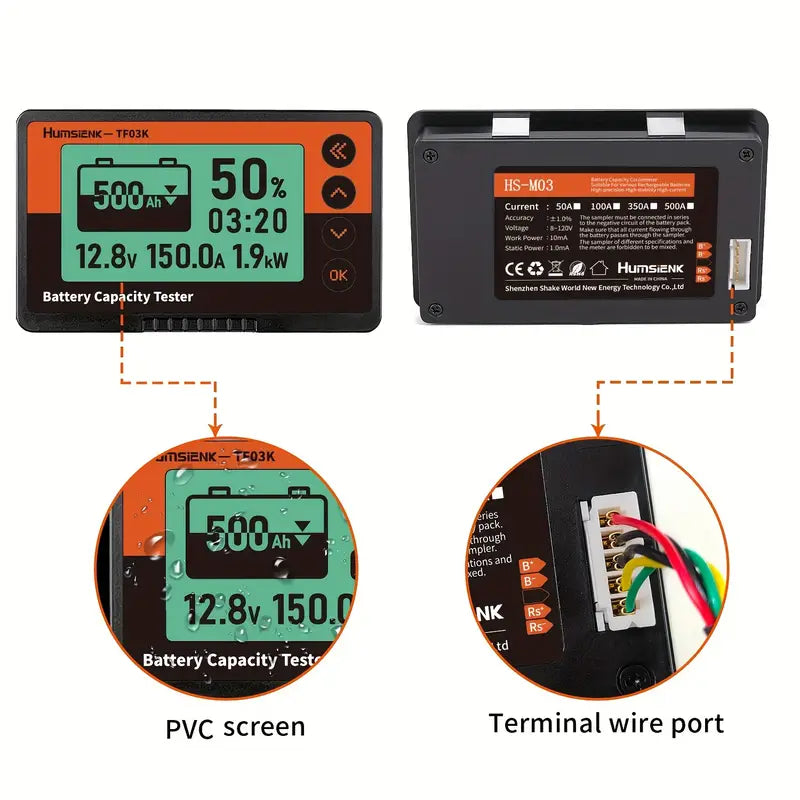 Humsienk_500A_LiFePO4_Battery_Monitor_Compact_PVC_Screen_Terminal_Wire_Port