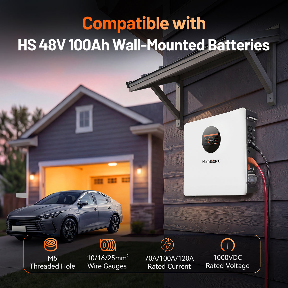 Humsienk Single-ended Quick Connect Cable for 48V 100Ah Wall-mounted Battery