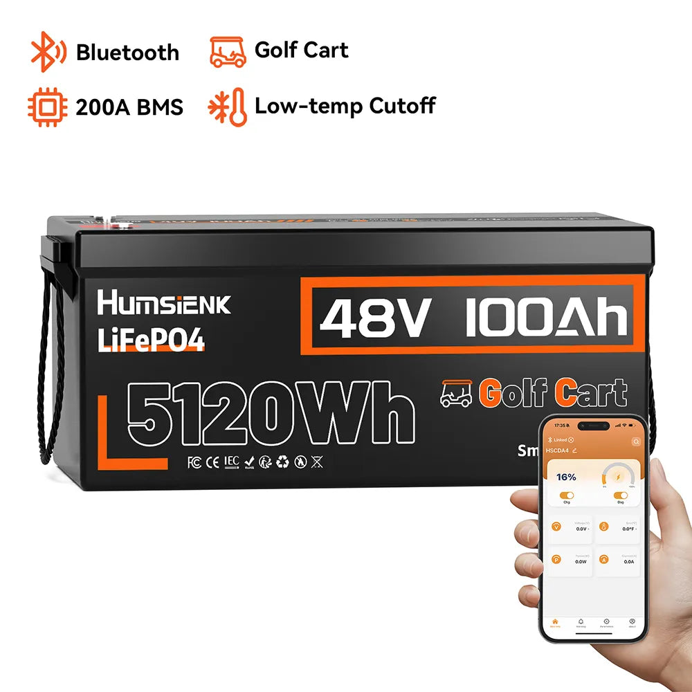 Humsienk GEN2 48V 100Ah Golf Cart Bluetooth LiFePO4 Battery