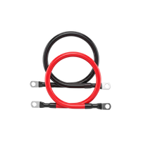 Red and black cables with terminal connectors on a white background
